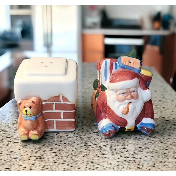 RARE PORTMERION A CHRISTMAS STORY SANTA STACKING SALT/PEPPER SHAKERS - Picture 5 of 8